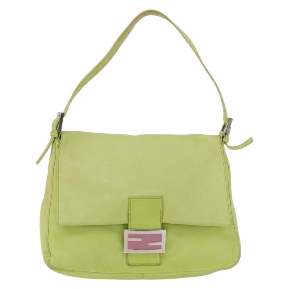 Fendi Leather Mamma Baguette Shoulder Bag Green